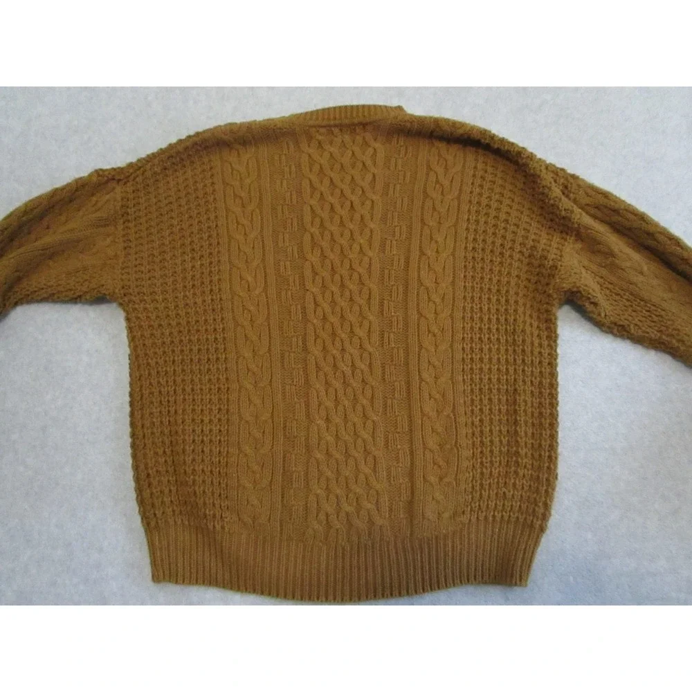 Vintage‎ Cable Knit Sweater Mens Large Mustard Yellow Structure Fisherman